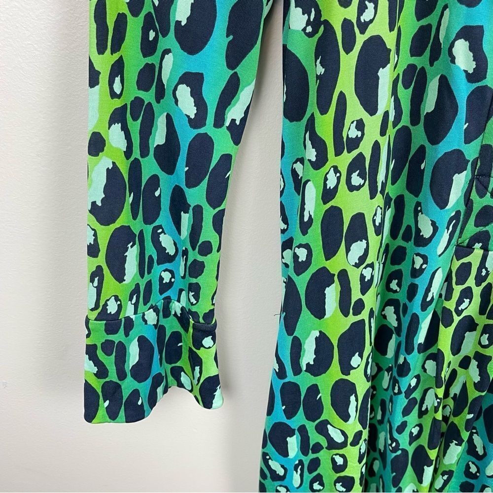 Diane Von Furstenberg Gaby Green and Black Silk Leopard Tunic Dress Size 4 - Picture 5 of 6